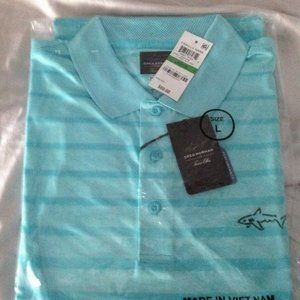 Greg Norman Men's Large Turquoise Blue Performance 3 Button Polo shirt - NWT
